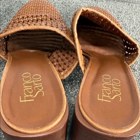 Franco Sarto Shoes Wm 8 M Nalla Woven Basketweave Block Heel Mules 90 Y2K - Picture 12 of 12